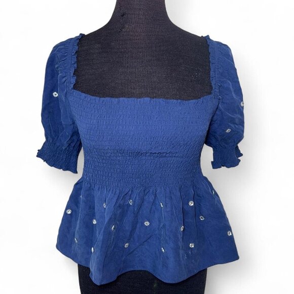 Hill House The Jewel Jammie Top in Navy Size Small - Picture 2 of 7